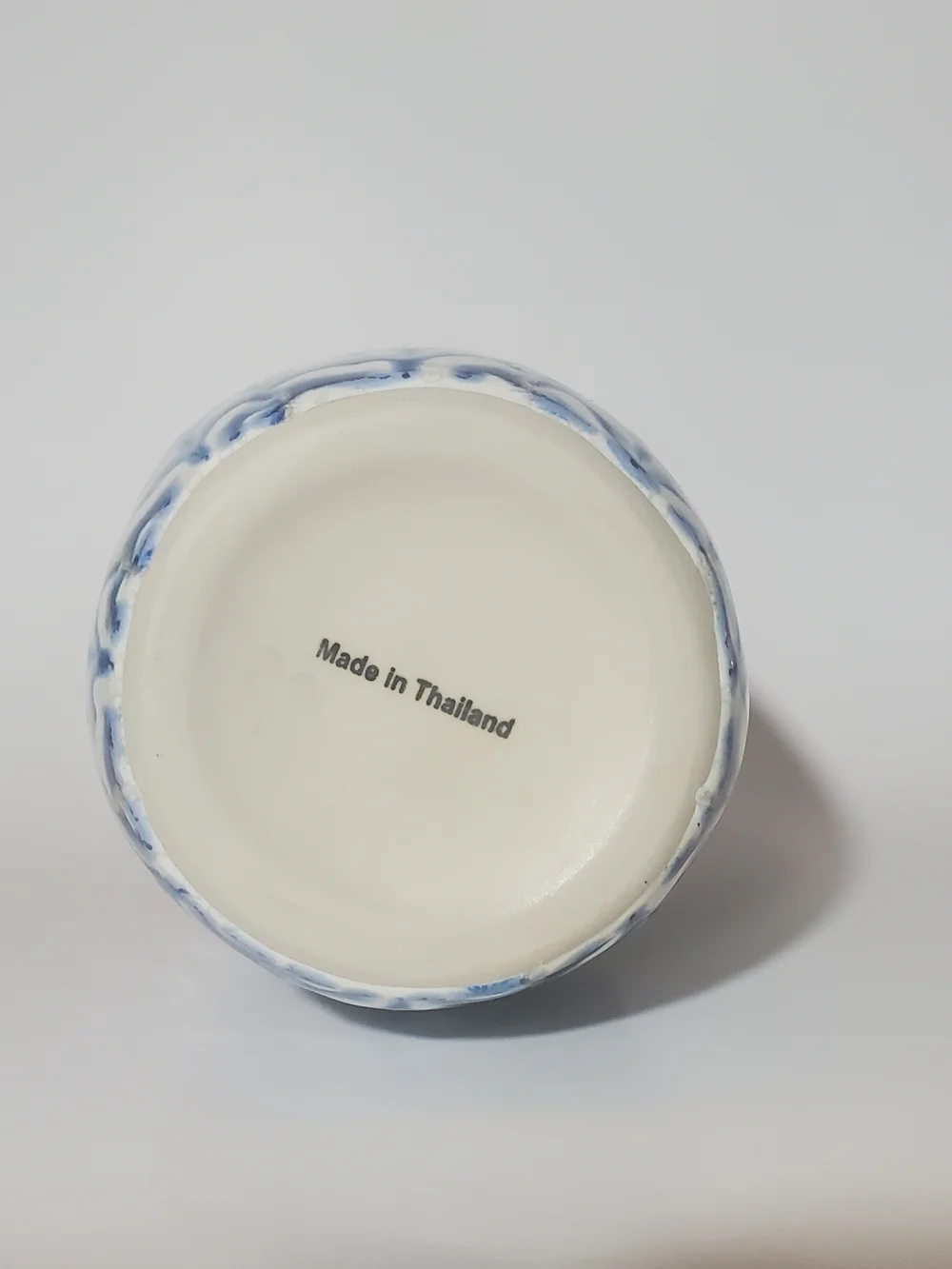 Blue & White Glazed Ceramic Vase  10